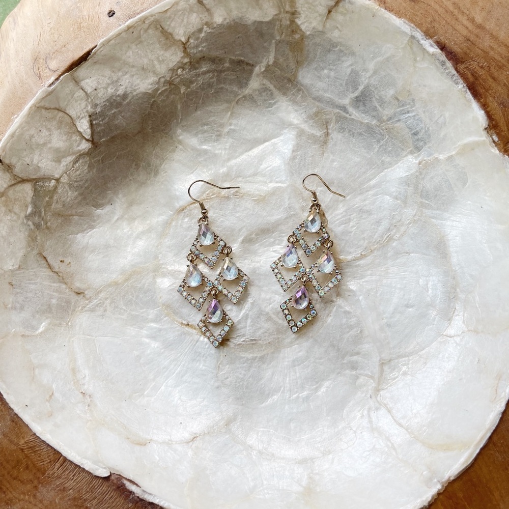 Stunning Gold and Iridescent Earrings